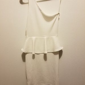 White peplum bodycon dress